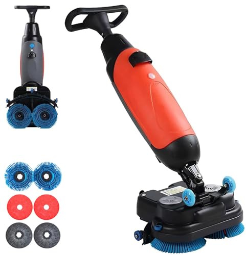 DIUNAOZI Floor Scrubber, Electric Power Scrubber for Floor Cleaning,with 17 Cleaning Width, Rotary Double Brushes, 360° Rotating Head, for Efficient Industrial Cleaning & Floor Maintenance red