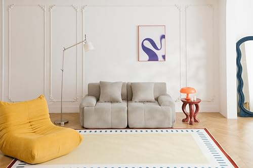MILYsofa Modulares 2-Sitzer-Sofa, Chenille-Bezug Sandbeige, Abnehmbare Kissenbezüge (Sandbeige, 2-Sitzer)