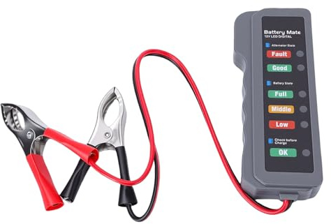 Bewinner Professioneller Autobatterietester, 6 LED-Anzeigen, Rückwärtsschutz, Kfz-Lichtmaschinentester für AGM-GEL-Batterien, Batterieprüfer, Lasttester, Starter für Auto, LKW, Wohnmobil, Boot
