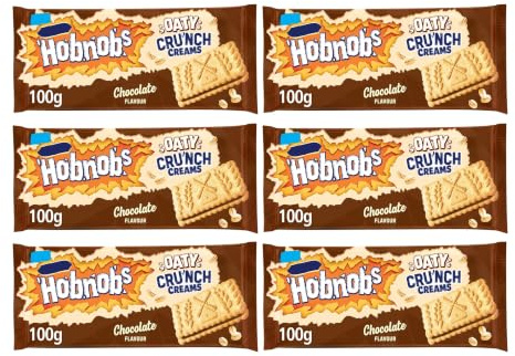 Hobnobs Oaty Cru'nch Creams Chocolate Flavour Biscuits, 100g,Pack Of 6