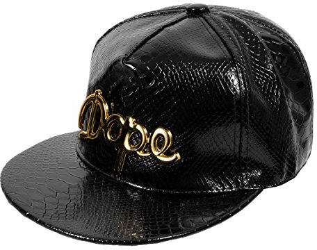 Alsino Snapback Basecap Leder Krokoleder Schlangenhaut Imitat Kroko Look (Cap-123) Farbe: Dope Gold schwarz
