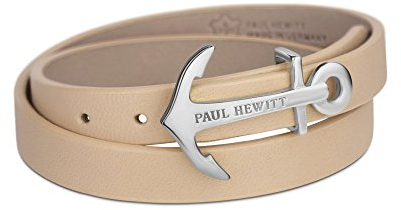 PAUL HEWITT Damen Wickelarmband North Bound aus Leder in Hazelnut und Anker aus Edelstahl in Silber Armband-Länge 37,5 cm