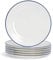 Nicola Spring Farmhouse Dinner Plates - 26cm - 6pc Dining Plates Set with Blue Rims - Microsafe Safe Porcelain Dining Set Main Course Crockery Dishwasher Safe Serving Dishes