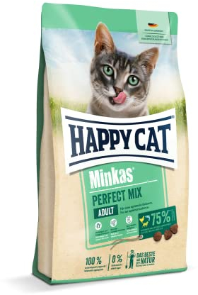 Happy Cat 70416 – Happy Cat Minkas Perfect Mix Geflügel, Fisch & Lamm – Trockenfutter für Katzen – 10 kg Inhalt