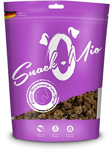 SnackOMio – Premium Hundesnack – krosse Fleischwürfel vom Pferd, getreidefrei, 1er Pack (1 x 125g)