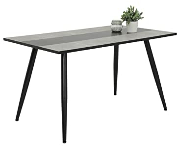 Hela Tische, Vierfußtisch Esszimmertisch Janina, Holzwerkstoff melaminbeschichtet, zweifabige Tischplatte, Betonoptik, Rundrohgestell, 140x80cm