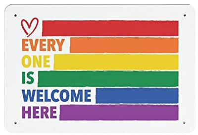 Dreacoss LGBT Poster – Everyone Is Welcome Here – Pride Vintage Poster Metall Blechschilder Wanddekoration Bar Club Lustige Küche Retro Salon Garage Geschenke für Mama Papa, 20,3 x 30,5 cm