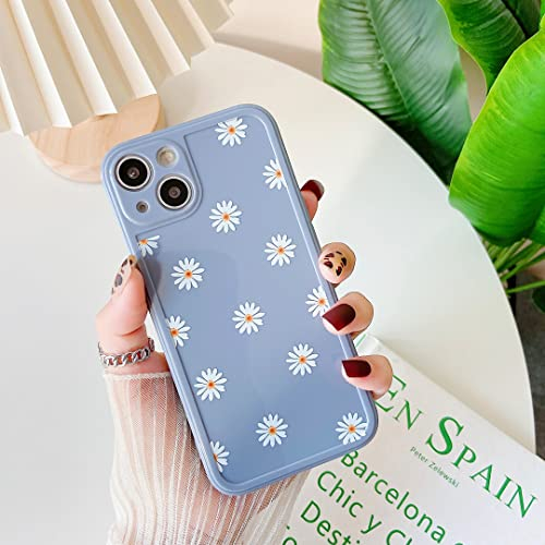 ZTOFERA TPU Back Case for iPhone 13, Daisy Pattern Glossy Soft Silicone Case, Slim Lightweight Protective Bumper Cover for iPhone 13 (6.1) - Grey