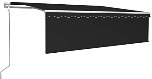vidaXL Markise Automatisch mit Jalousie LED Windsensor Gelenkarmmarkise Sonnenmarkise Balkonmarkise Sonnenschutz Garten Terrasse Balkon 5x3m Anthrazit