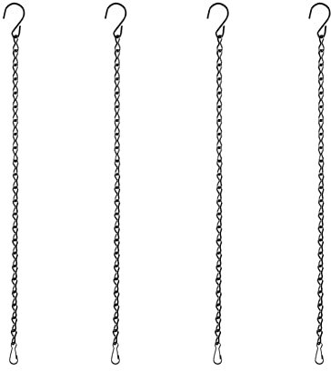 4 Black Hanging Chains with Rotating Basket Chains - Iron Hanging Plants for Bird Feeders, Birdbaths, Planters & Ornaments (STYLE 1)
