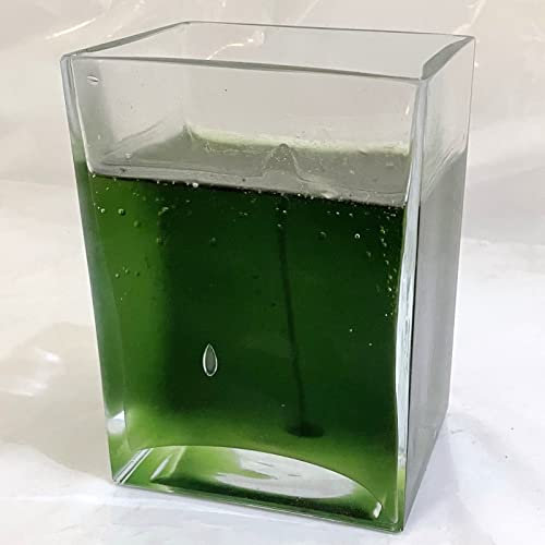 Oberstdorfer Glashütte Gel Kerze im Glas grün mit Duft nachfüllbar Garten Lampe Wohnraum Tischlampe Beleuchtung Vase eckig Höhe 14 cm Breite 10 cm Tiefe 8 cm