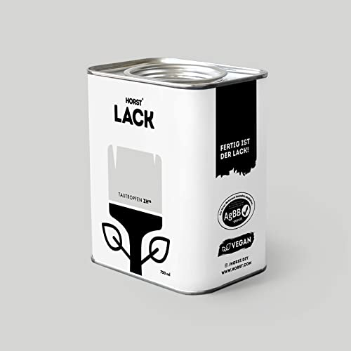 HORST Lack Tautropfen matt 1,5L - Wetterfester Möbel-Lack für Holz, Metall & Kunststoff - Hohe Deckkraft - Geruchsneutral- Spritz- & Tropffrei - Vegan - Grau