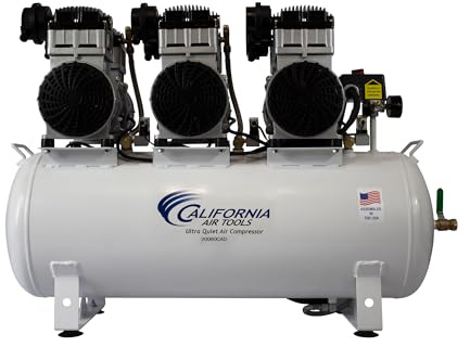 California Air Tools 20060CAD Powerful 6.0 HP Ultra Quiet and Oil-Free Air Compressor, 20 Gallon Tank, 78 dB Noise Level, with Automatic Drain Valve, 220V / 60Hz, Off White
