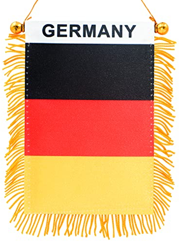 Anley 10,2x15,2 cm Germania sfrangiata bandiera da appendere alla finestra – mini bandiera striscione e decorazione per specchietto retrovisore per auto – bandiera tedesca da appendere con ventosa