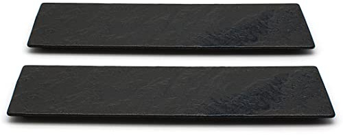 TIKUSAN Servierplatten, Sushi-Teller, rechteckig, hergestellt in Japan, Keramikteller für Dinner-Party, Restaurant, Vorspeisen, Fleisch, Dessert, Schwarz, 2 Stück