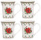 Harvey & Mason Set Of 4 Mugs Holly Range Porcelain Festive Christmas Dinner Tea Coffee Cups