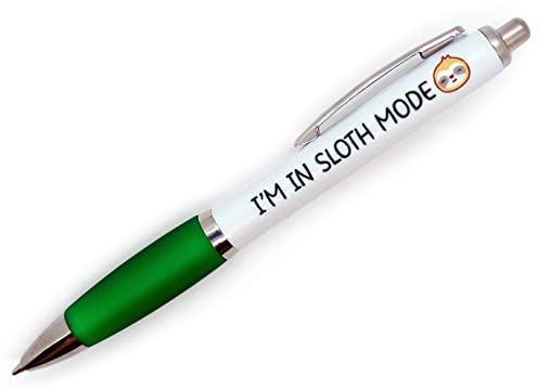 PartiKraft I'M IN SLOTH MODE Pen with Cute Sloth Face - Dark Green Grip with Black Ink (1 x Pen)