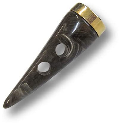 Knopfparadies - 3er Set spitz zulaufende Knebelknöpfe aus Kunststoff in Braun und Gold. Ø: ca. 16,5mm x 53mm!
