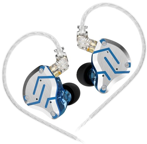 KZ ZS10 Pro - Auricolari in-ear monitor Bass KZ, 4BA 1DD KZ, multi driver per Systerm, auricolari KZ sul palco, per cantanti, chitarristi e batteristi (blu riflesso, senza microfono)