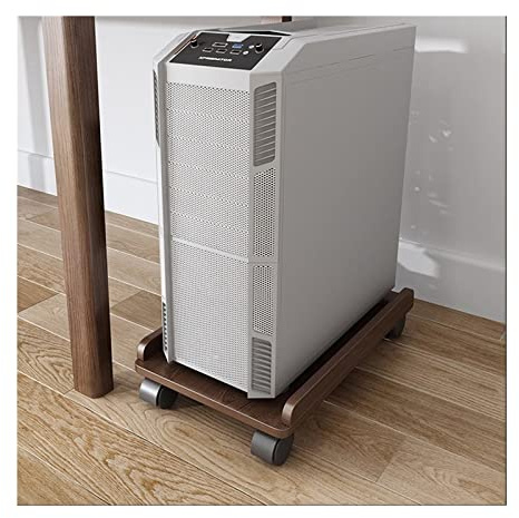 ARINAL Mobiler PC-Tower-Ständer unter dem Schreibtisch, CPU-Ständerwagen aus Holz, rollender PC-Gehäuse-Bodenständer mit 4 Lenkrollen, passend for die meisten PC-Gehäuse (Color : Brown)