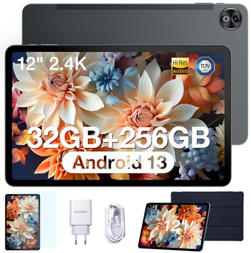 DOOGEE T20 Ultra Tablet 12 Pulgadas 2.4K Tablet Android, 32GB RAM + 256GB ROM(2TB TF) Helio G99 Octa-Core, Tablet pc 10800mAh Batería, TUV Certificado, Cámara de 16MP, 4 Altavoces y Hi-Res, BT 5.2