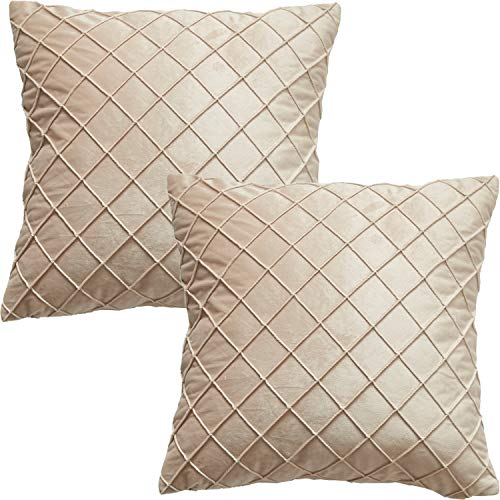 GONOVE Kissenbezug 40x40cm Weicher Samt Kissenbezüge 2er Set Kissenhülle Dekokissenbezüge sofakissen Gitter Raute Couchkissen Kopfkissenbezug für Wohnzimmer Schlafzimmer Sofa