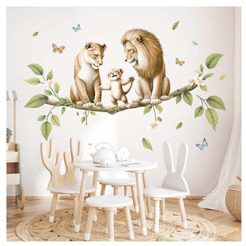 Little Deco Wandtattoo personalisiert Dschungeltiere Wandsticker für Kinderzimmer Tiere ohne Name Wandaufkleber AST Löwen Babyzimmer Safari Wanddeko DL5029-02
