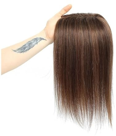 Haartopper für Frauen Haar-Topper for Frauen, Echthaar, Spitzen-Basis-Topper, 25,4–45,7 cm, brasilianisches Haar, glatte Haarteile, Clip-in-One-Piece-Haarverlängerungen for dünner werdendes Haar Haart