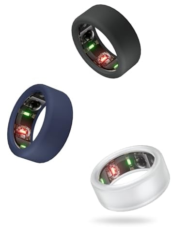 SimpleTings Smart Ring Protector Kompatibel mit Oura Ring Gen4 3/Ultrahuman/Ringconn/Samsung Galaxy Schutzhülle (Black+MidBlue+Transparent, S:6/7/8/9/10)