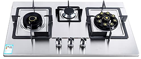 Fornello a gas in acciaio inox, piano cottura a gas da incasso a 3 fuochi, piano cottura a gas per casa, cucina, appartamenti, argento