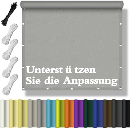 Flei Sonnensegel Wasserdicht Rechteckig, Schattentuch UV-Schutz Sunsegel Reißfest Maschinenwäsche mit Ösen und Seil für Garten Balkon Terrasse Zaunblende AußEnbereich Schwimmbad 1x1.2M - Hellgrau