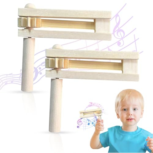 2 Pièces Créateur De Bruit À Cliquet en Bois,Jouet À Cliquet en Bois,Jouets À Cliquet Manuels,Crecelle Enfant Cliquet en Bois,Crécelle en Bois Instrument De Musique pour Les Parties de Jeux