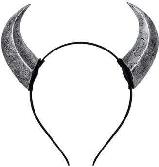 keland Maleficent Hörner Haarreif Tiefling Hörner Kopfschmuck Teufelshörner Halloween (G-Grau)