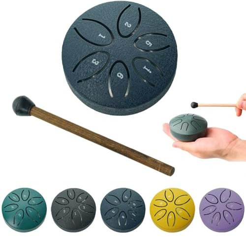 Rain Drum for Outside, Rain Drum For Outside When It Rains, Rain Drum Instrument for Outside, Outside Musical Rain Drum For Garden, Mini Handpan Drum (Blue)