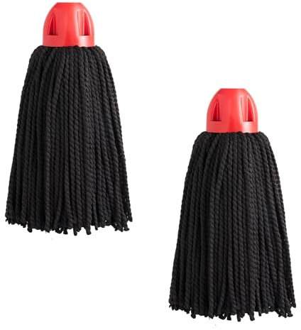 MAYA Fregona MAX Pro. Limpieza Eficiente y Duradera para Superficies Lisas. 100 % Microfibra. Extra Absorbente y Escurrefacil. Rosca Universal. Pack de 2 Fregonas (Casquillo Rojo)