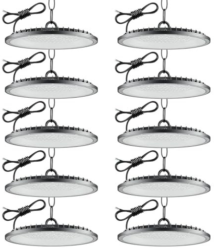 10Pack 500W UFO LED High Bay Light, Hallenstrahler 50000LM, 6500K Kaltweiß UFO LED Werkstattlampe, IP67 Wasserdichte Industrielampe High Bay Licht für Fabriken,Garage,Lagerhaus