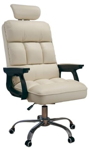 Shihan-2015 Fauteuil de Bureau Chaise de Bureau exécutive en Cuir PU, Chaise de Bureau d'ordinateur, Hauteur réglable, Roues pivotantes Chaise de Bureau(Blanc)