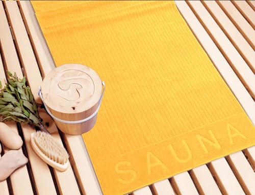 Lashuma Saunahandtuch Damen 80x200 cm Kopenhagen – großes Frottee Saunatuch in Gelb, weich & hautfreundlich, ideal für Sauna, Spa & Erholung