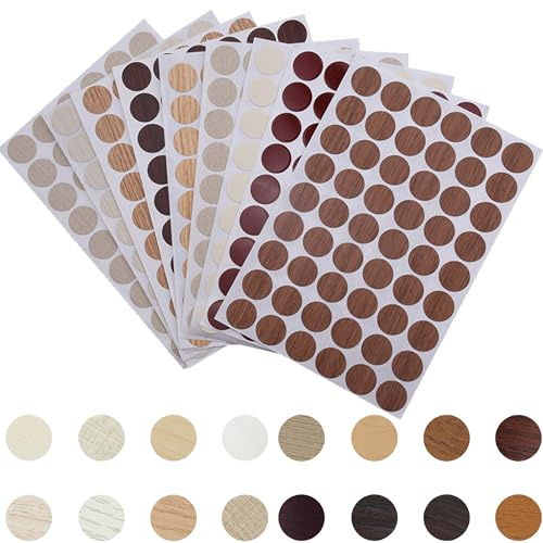 QSLKI 864 Piezas Pegatinas Tapa Tornillos, Cubiertas para Tornillos de 16 Colores, Cubre Agujeros Adhesivo, Pegatinas Tapa Tornillos para Muebles De Madera, Armario, Reparar y Decorar Gabinetes