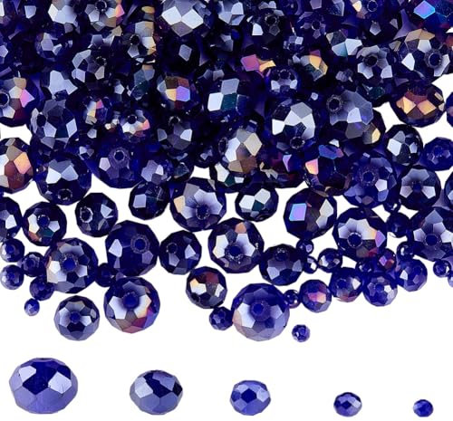 SOFPLATE 1 Box 600 Stück 5 Größen Blaue Kristallperlen Facettierte Glasperlen Großpackung Mit Edelsteinen In ab Farbe Rondelle Lose Perlen Abstandshalter Für Armbänder Halsketten Ohrringe Perlenarbeit