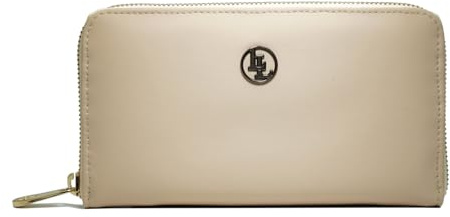 Locklair Vegane Damen Geldbörse, Großes Frauen Portemonnaie mit RFID-Schutz & Reißverschluss, Langlebiger Geldbeutel nachhaltig (Beige)