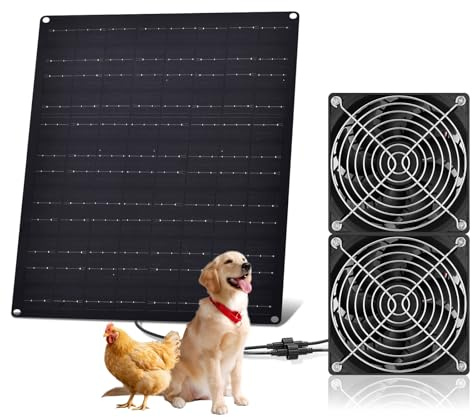 Ventilatore a energia solare, ventilatore con pannello solare da 15 W, ventilatore di ventilazione e aspirazione a energia solare, impermeabile per capanni da esterno, pollai, serre e cucce per cani