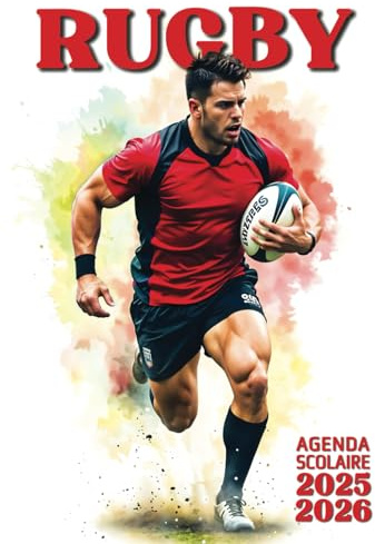 Rugby : Agenda scolaire 2025-2026 Journalier 1 jour par page Petit format 12x17 | Garçon | Sport | Rugbyman: Primaire (CM1, CM2), collège, lycée, étudiant | Fan & passionné de rugby