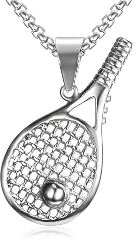 Liitata Tennisschläger Anhänger Halskette Tennis Anhänger Kette Rock Punk Hip Hop Halsketten für Männer Frauen
