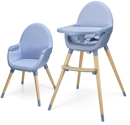 Kinderkraft FINI2 Kinderhochstuhl 2in1, Holz, Doppeltablett, Nordic Breeze