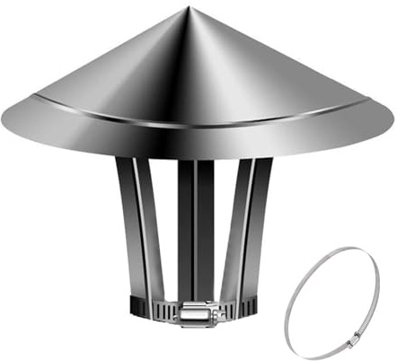Comignolo in Acciaio Inox Cappello Cinese Canna Fumaria Antivento E Antipioggia Terminale Cappello Stufe Legna, Pellet E Caldaie Varie Misure(10cm)