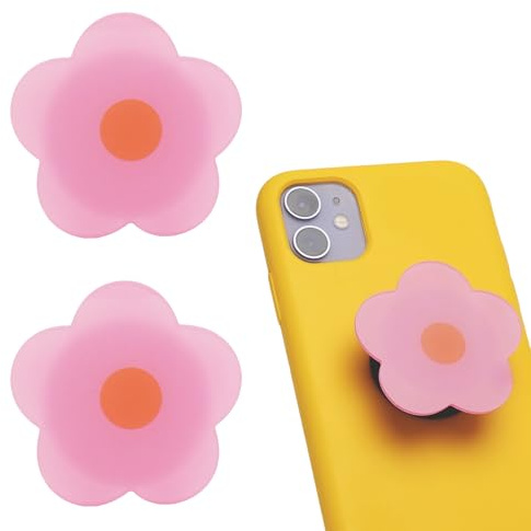 Juego de 2 Soportes para Teléfono Finger Grip Soporte Móvil Mano Extensible con Agarre Teléfono y Finger Holder, Plegable y Compacto, Diseño Floral Rosa para Smartphone Universal