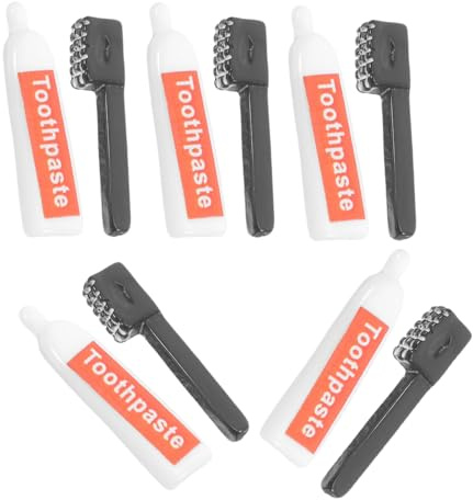 TOYZFRIENDY 10 Stück Kleiner Haus Zahnpasta und Zahnbürsten aus Kunstharz für Selbstgemacht Bastelprojekte und Kleine Puppenhaus Dekorationen Beim Festival