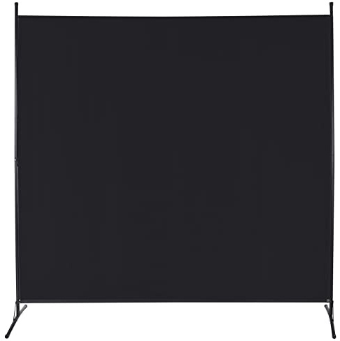 REDCAMP Freistehend Paravent Raumteiler, 1-teilig, Innen Outdoor, 176x180cm | Standfüße, Stoff, Trennwand, Sichtschutz, modern, tragbarer Raumtrenner für Wohnzimmer Schlafzimmer Büro Garten, Schwarz