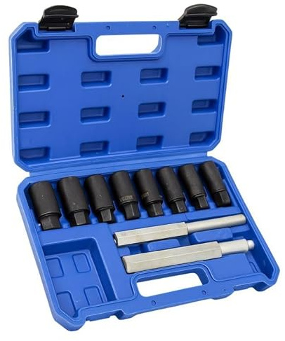 10 Piece Locking Wheel Nut Removal Socket Set Alloy Wheel Bolt Extractor Kit 18–25mm 40CR Steel with Punches